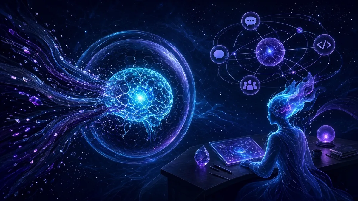 Shielded model core linked to a personal agent desk and a unified subscription constellation of coding and chat tools