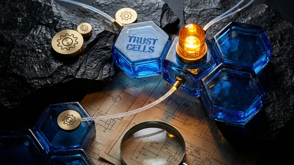 OpenClaw security operations visualized as protected glass workflow cells connected by verified agent skill pathways