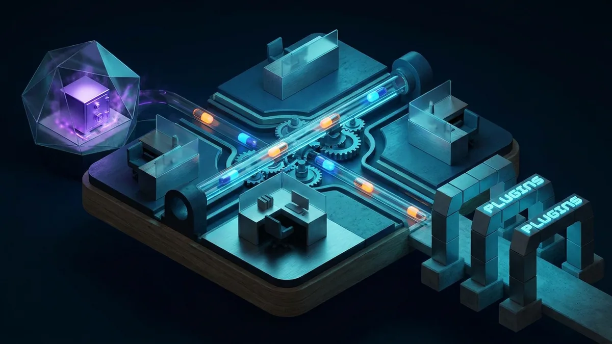OpenClaw 2.0 portable sessions moving through a private credential gateway