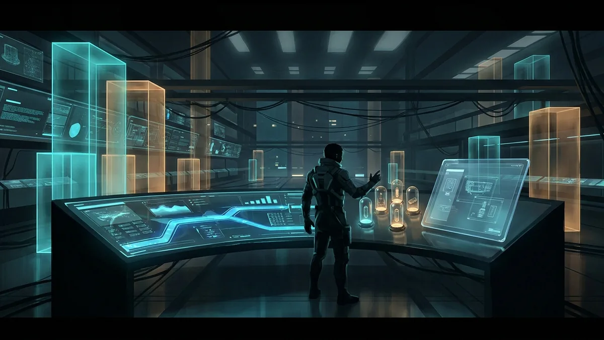 A midnight control room linking powerful intelligence, portable agent state, visual tools, and illuminated security boundaries